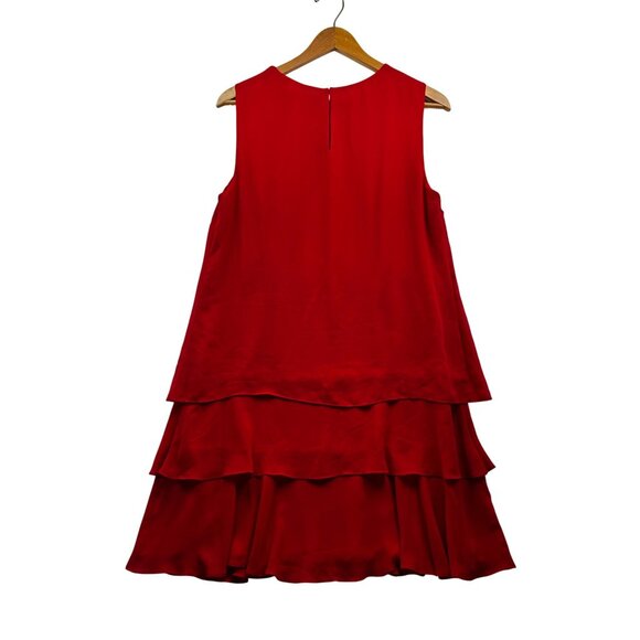 RALPH LAUREN BLACK LABEL Red Tiered Dress Eco Fabric Luxe Cocktail Look Sz 12 - Picture 3 of 9